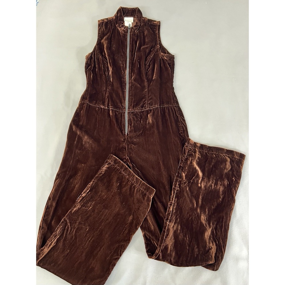 VTG MODA‎ INT'L 90s Brown Velvet  Jumpsuit Sleeveless Women's Sz 10 Made USA Y2K